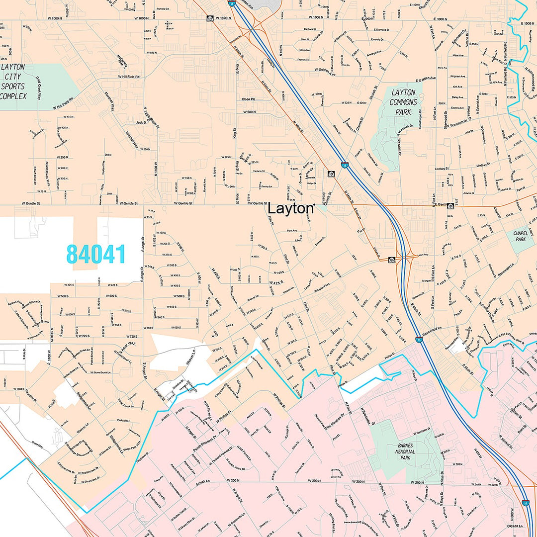 Premium Style Wall Map of Layton, UT