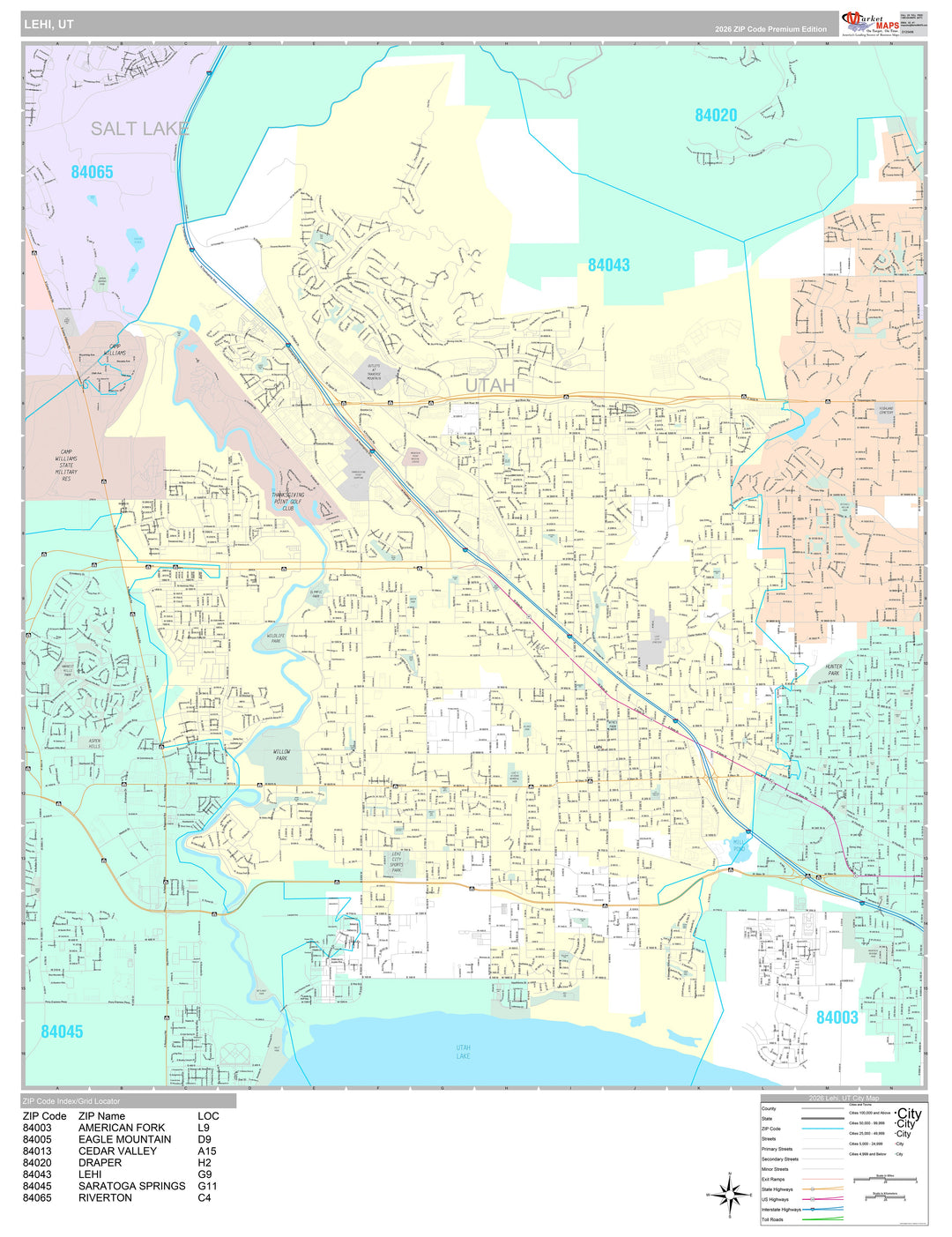 Premium Style Wall Map of Lehi, UT