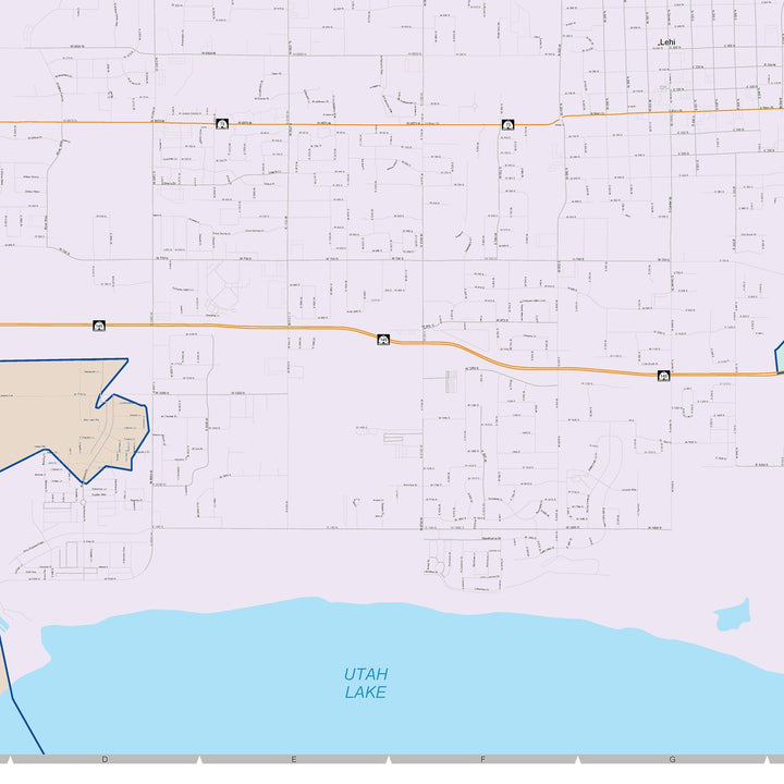 Color Cast Zip Code Style Wall Map of Lehi, UT