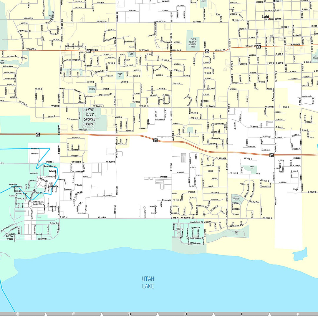 Premium Style Wall Map of Lehi, UT