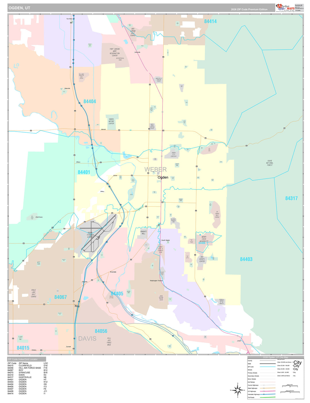 Premium Style Wall Map of Ogden, UT