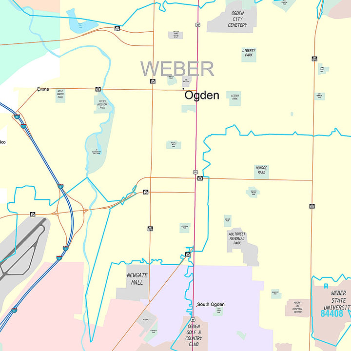 Premium Style Wall Map of Ogden, UT