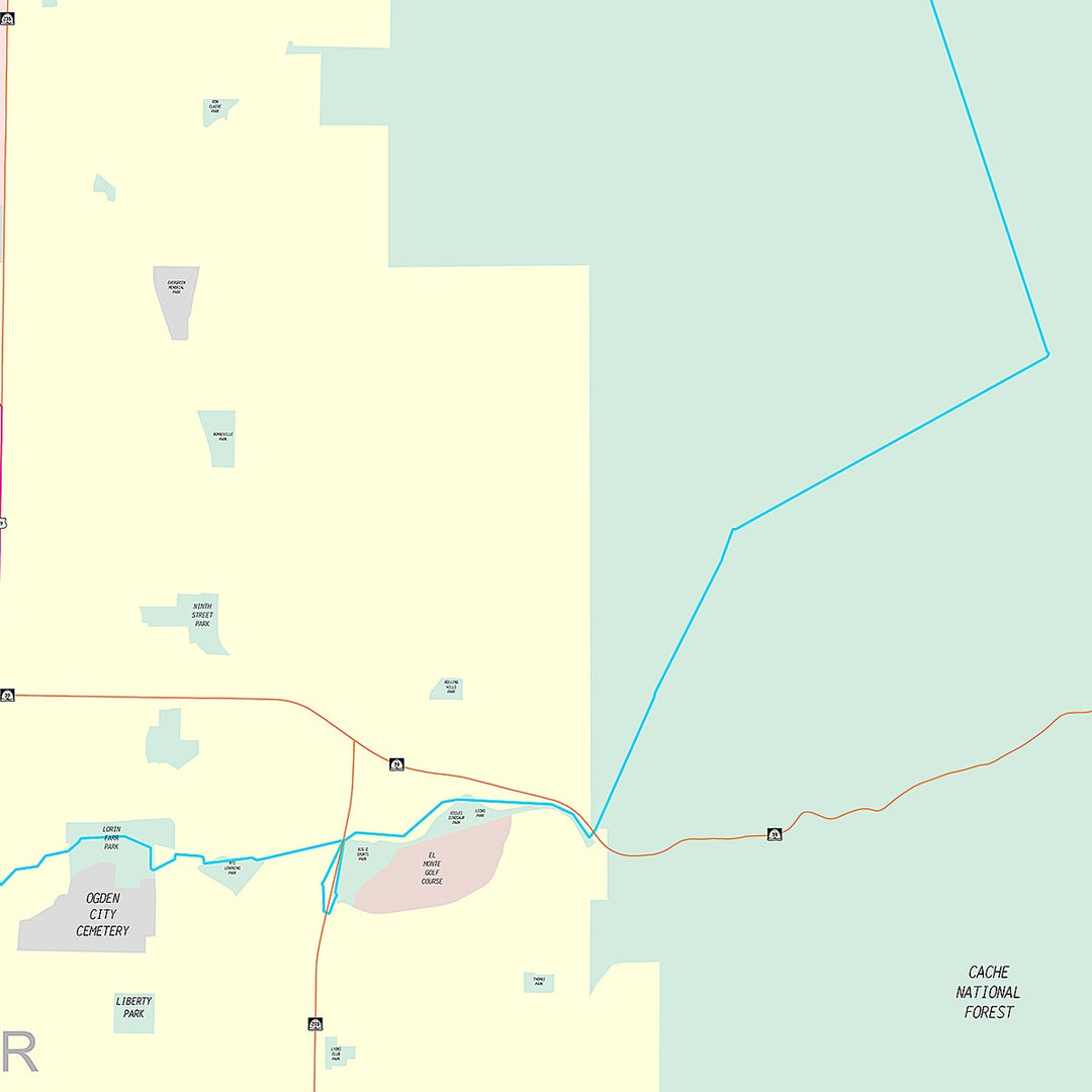 Premium Style Wall Map of Ogden, UT