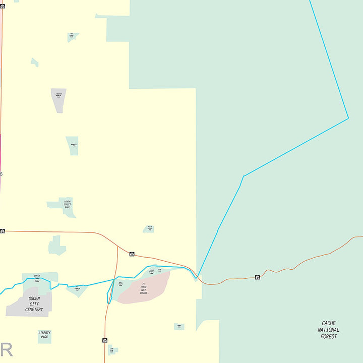 Premium Style Wall Map of Ogden, UT