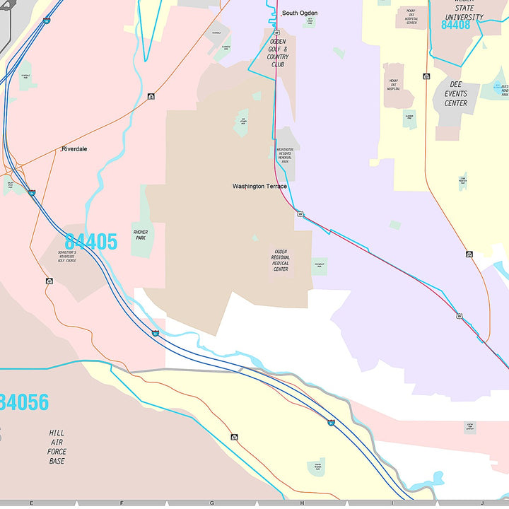 Premium Style Wall Map of Ogden, UT