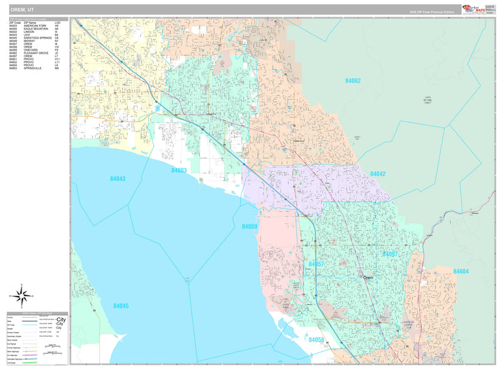 Premium Style Wall Map of Orem, UT