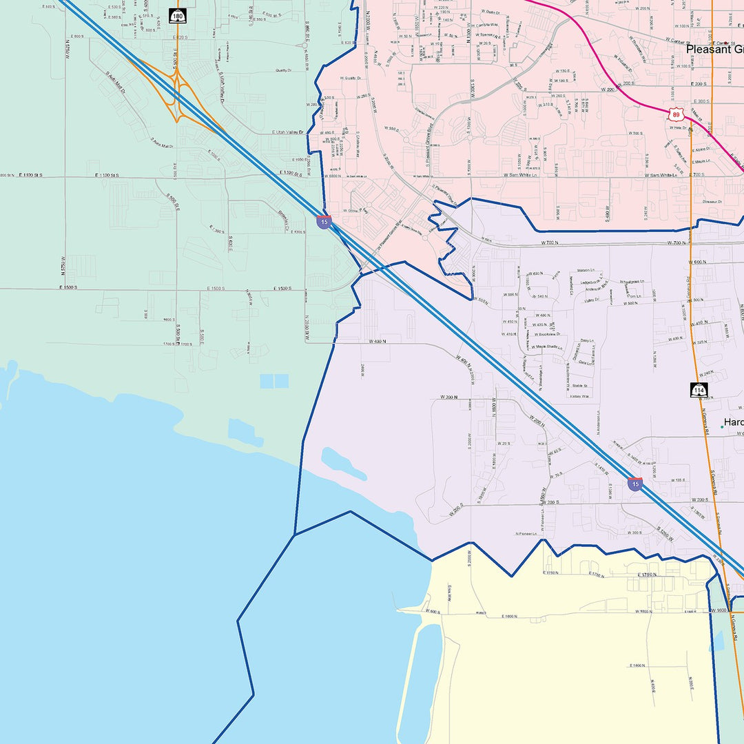 Color Cast Zip Code Style Wall Map of Orem, UT