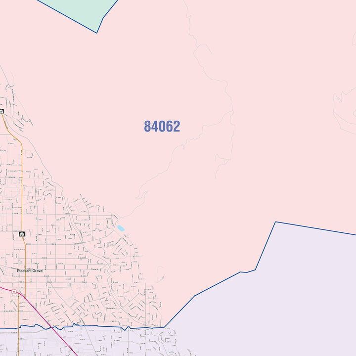 Color Cast Zip Code Style Wall Map of Orem, UT