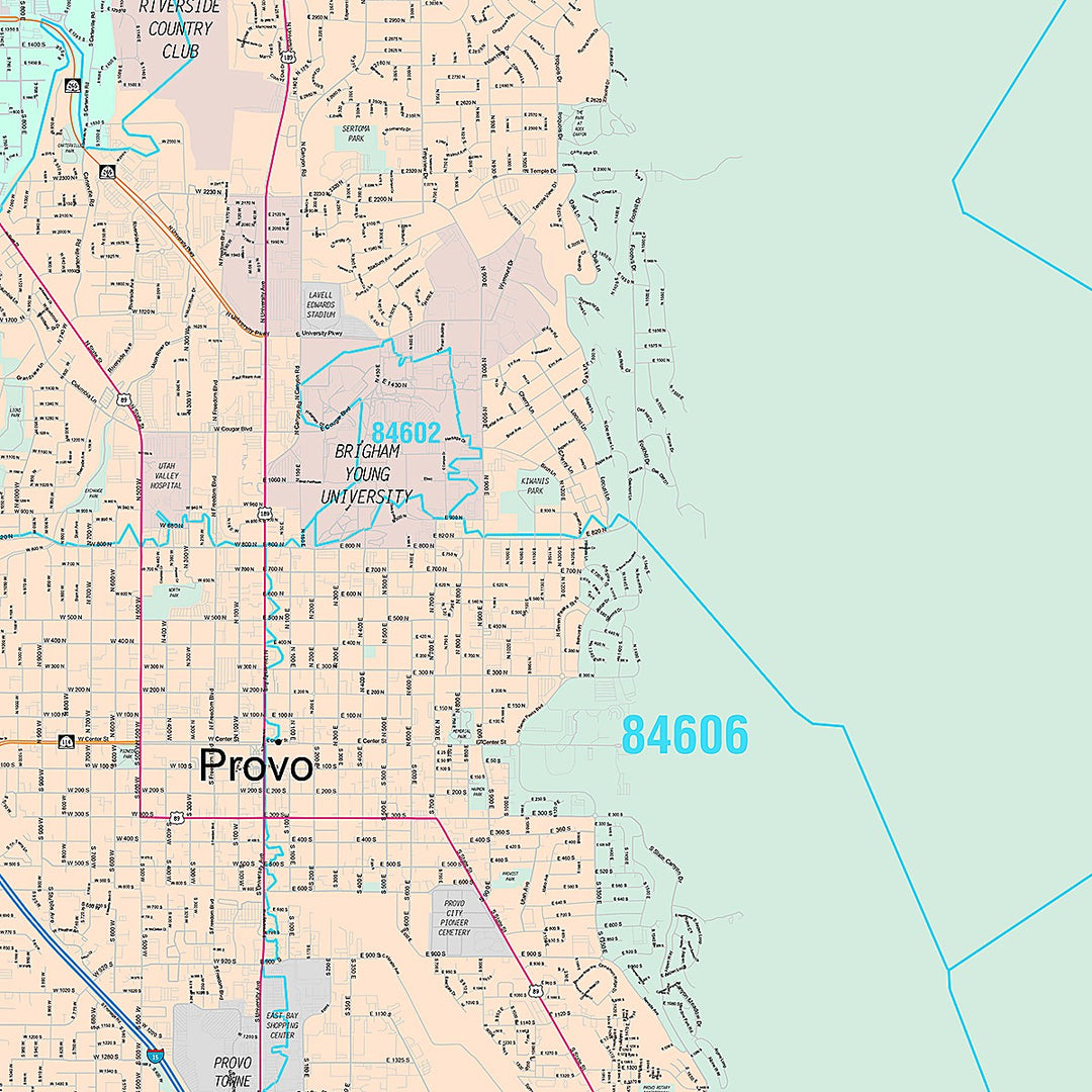 Premium Style Wall Map of Provo, UT