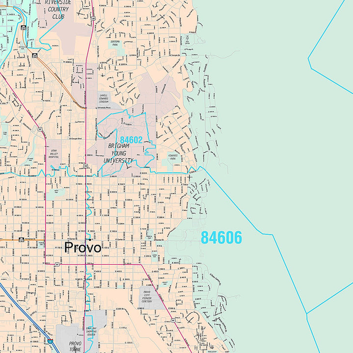 Premium Style Wall Map of Provo, UT