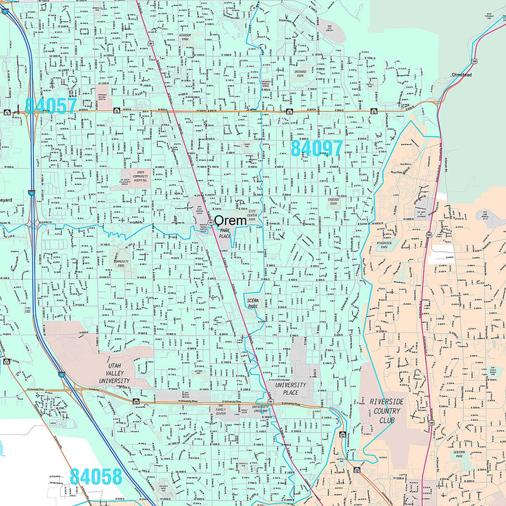 Premium Style Wall Map of Provo, UT