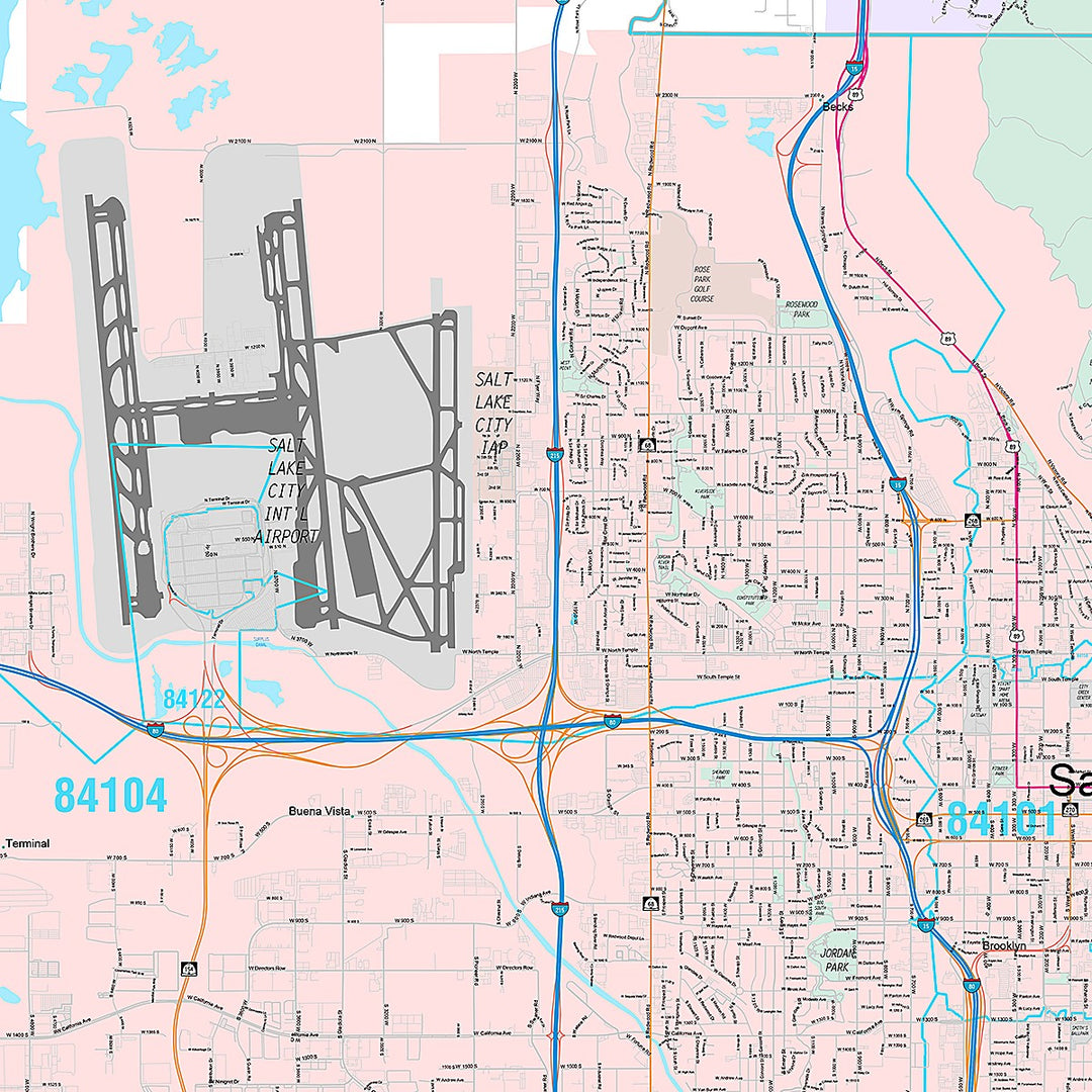 Premium Style Wall Map of Salt Lake City UT