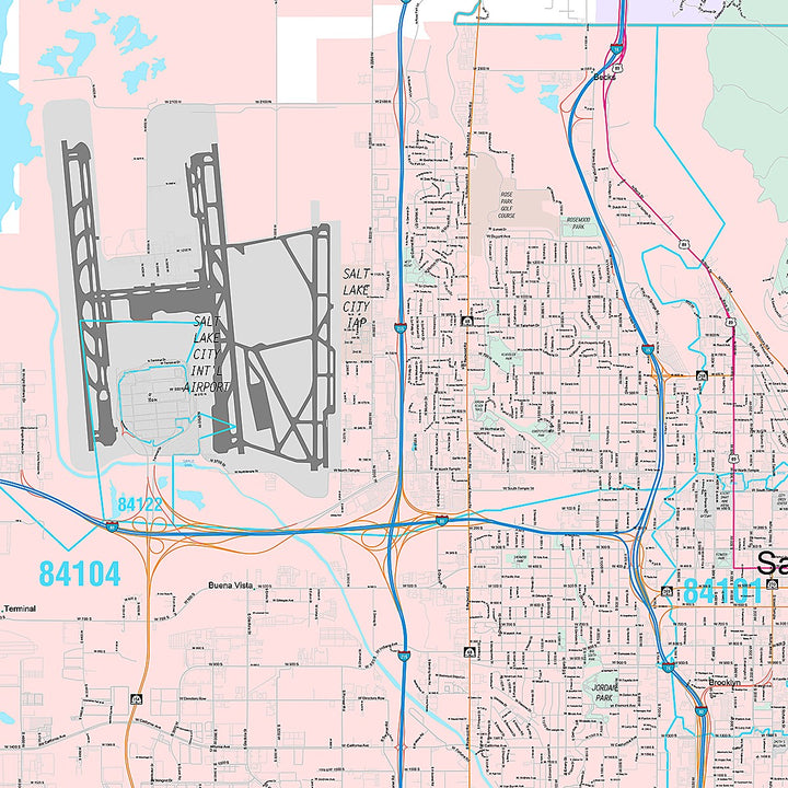 Premium Style Wall Map of Salt Lake City UT