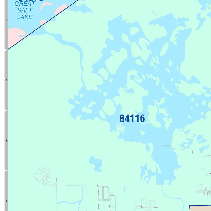Color Cast Zip Code Style Wall Map of Salt Lake City, UT