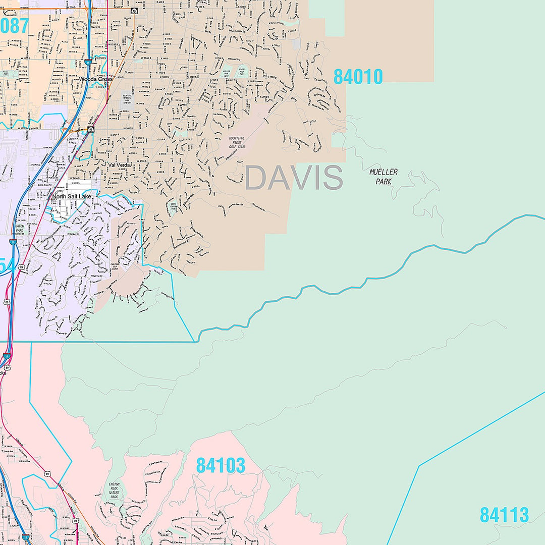 Premium Style Wall Map of Salt Lake City UT