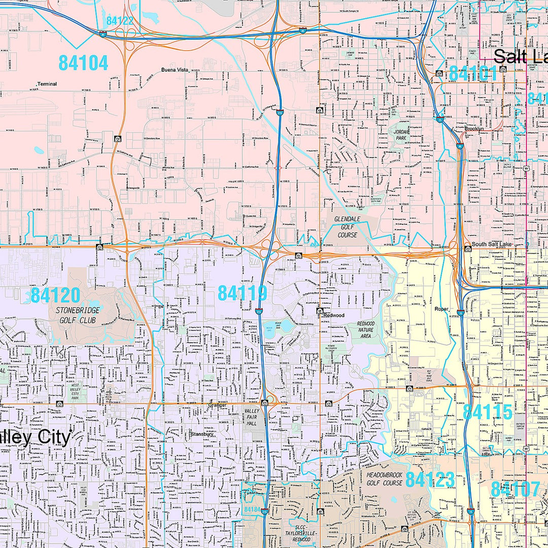 Premium Style Wall Map of Salt Lake City UT