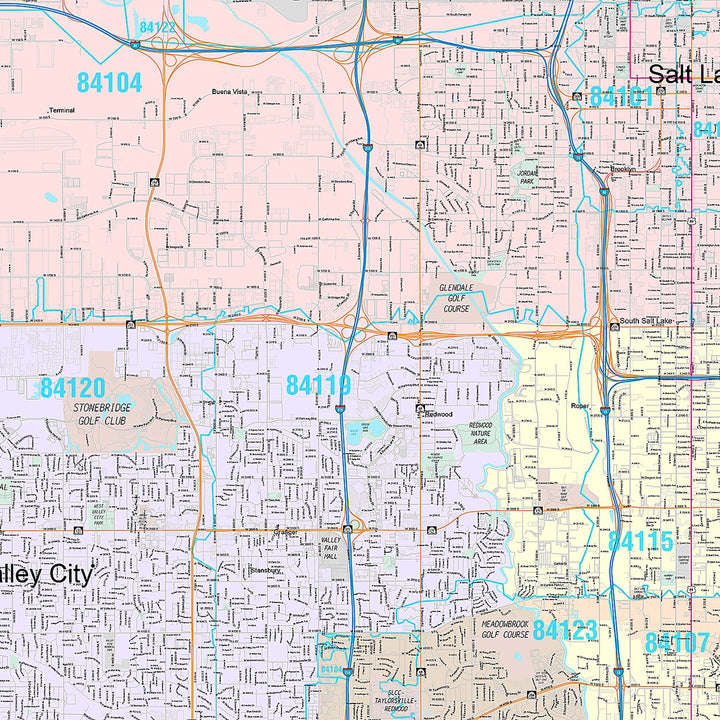 Premium Style Wall Map of Salt Lake City UT