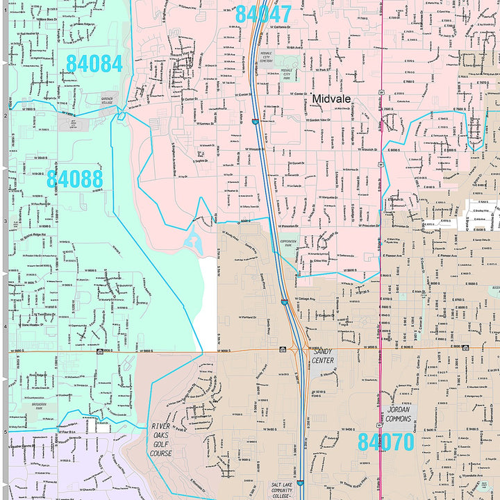 Premium Style Wall Map of Sandy, UT