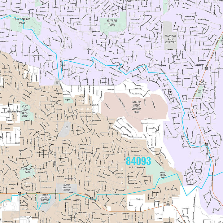 Premium Style Wall Map of Sandy, UT