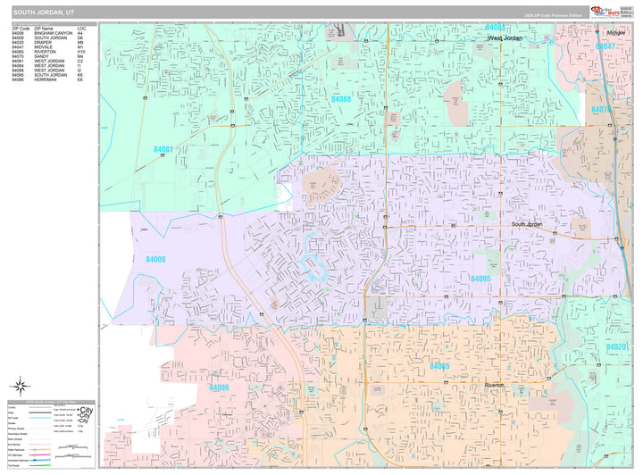 Premium Style Wall Map of South Jordan, UT