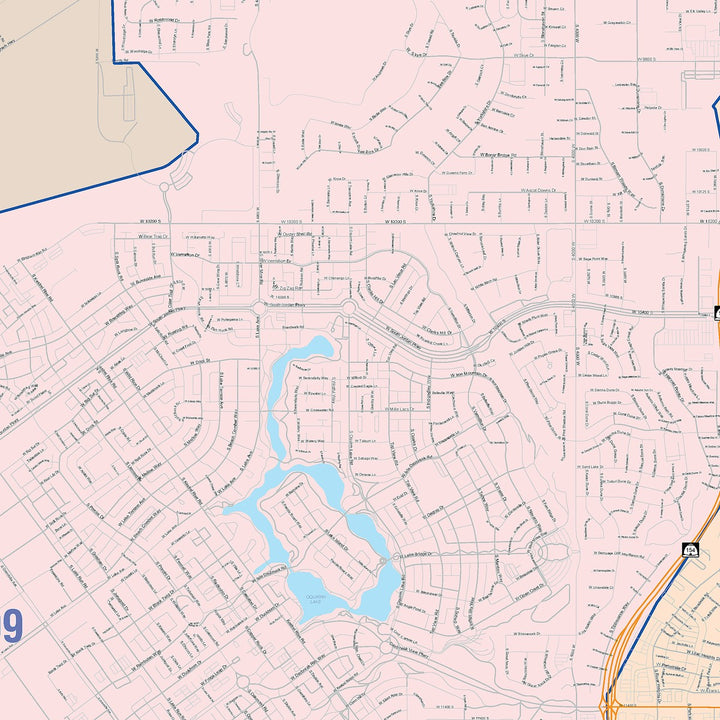 Color Cast Zip Code Style Wall Map of South Jordan, UT