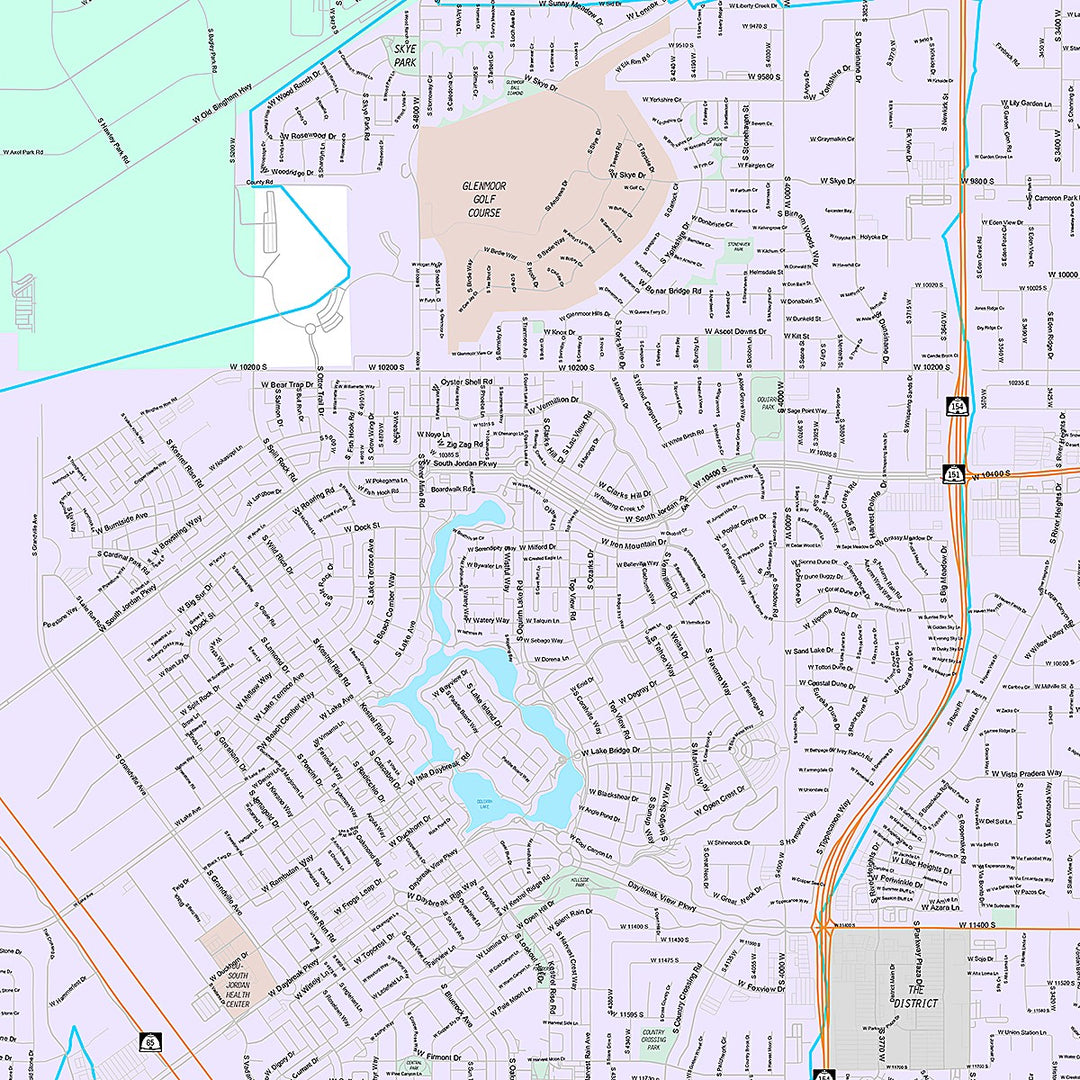 Premium Style Wall Map of South Jordan, UT