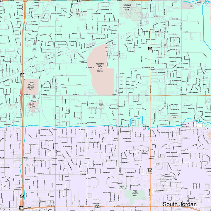 Premium Style Wall Map of South Jordan, UT