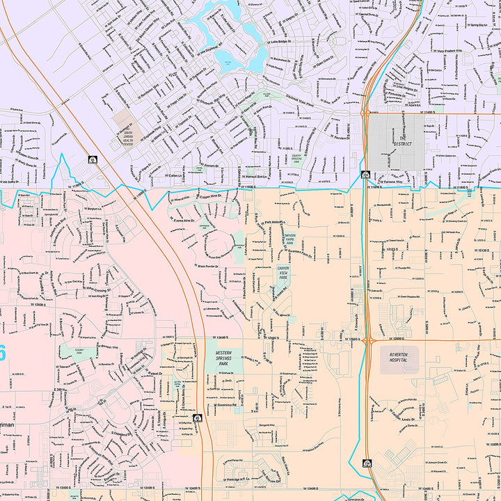 Premium Style Wall Map of South Jordan, UT