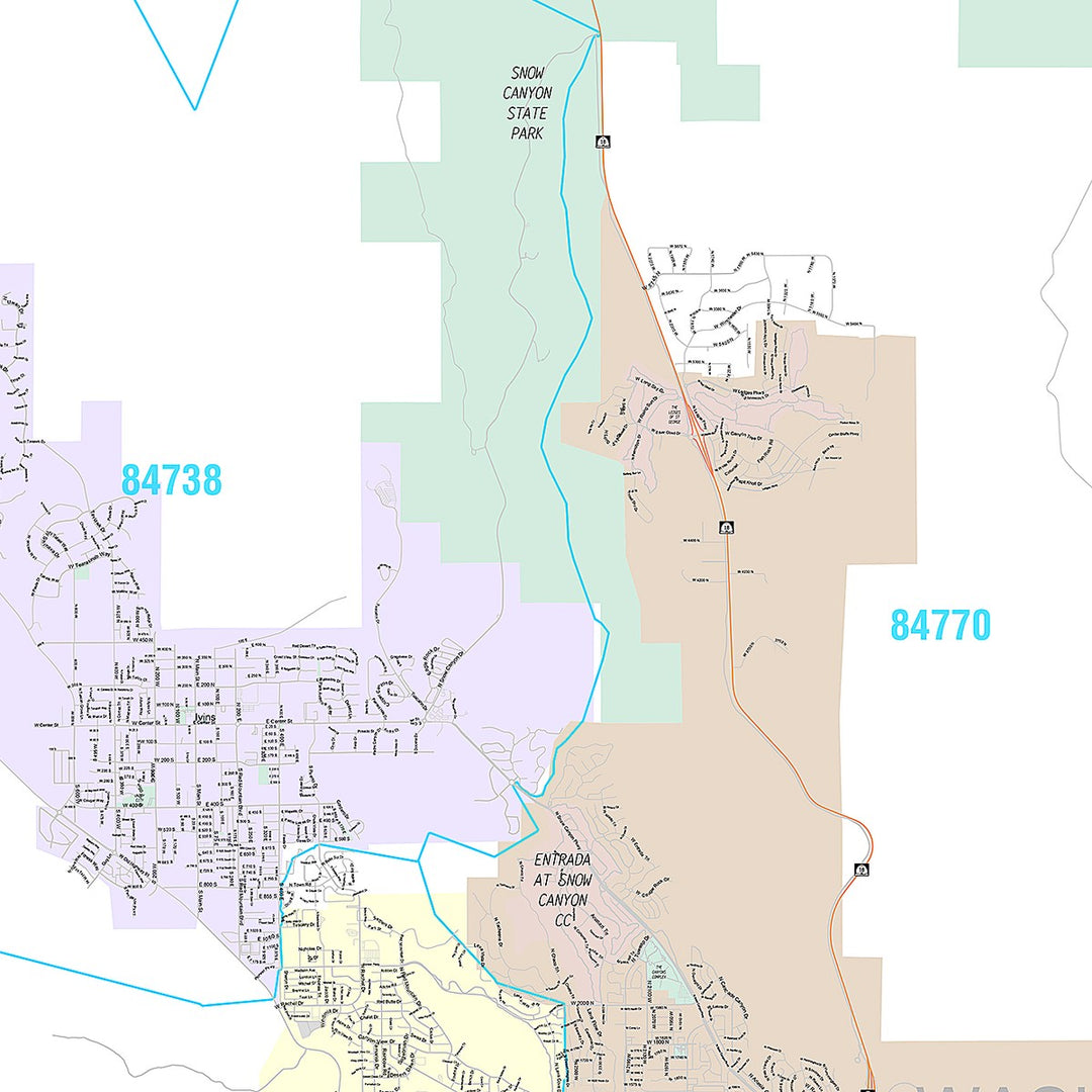 Premium Style Wall Map of St. George, UT