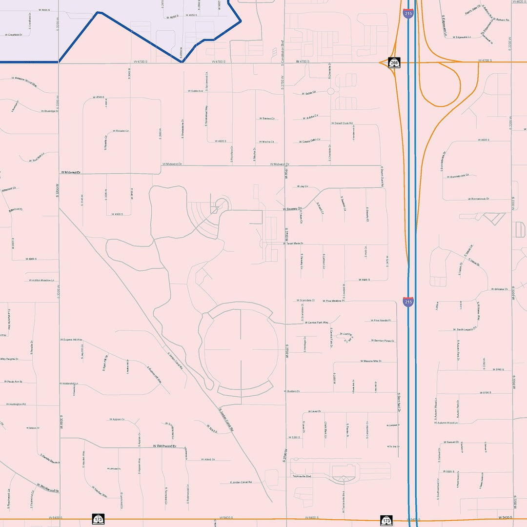 Color Cast Zip Code Style Wall Map of Taylorsville, UT