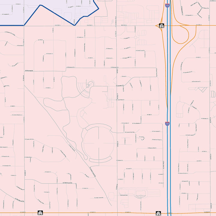 Color Cast Zip Code Style Wall Map of Taylorsville, UT