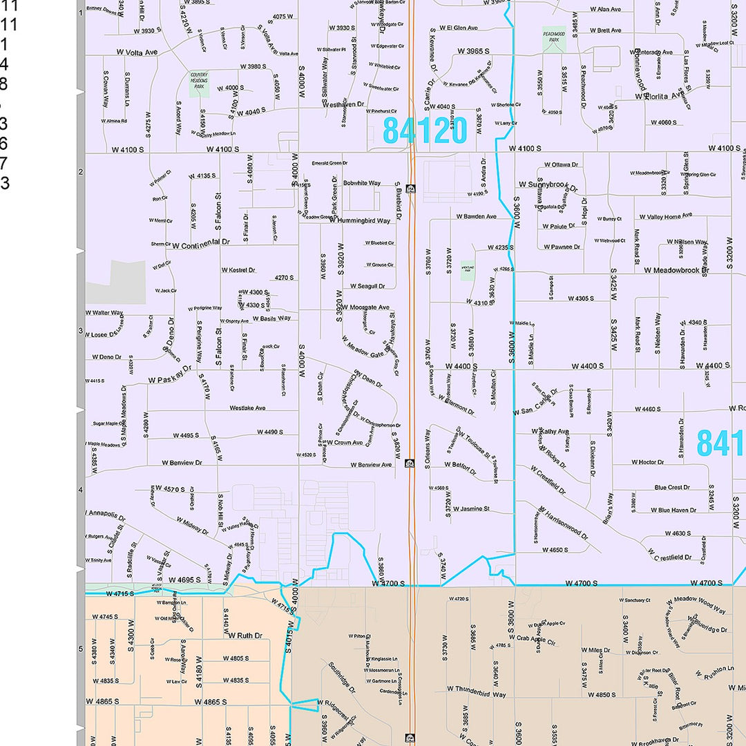 Premium Style Wall Map of Taylorsville, UT