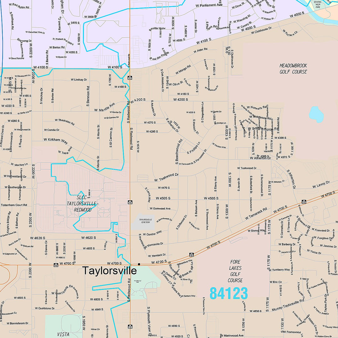 Premium Style Wall Map of Taylorsville, UT