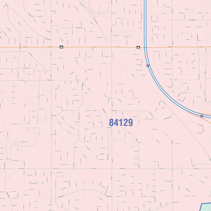 Color Cast Zip Code Style Wall Map of Taylorsville, UT