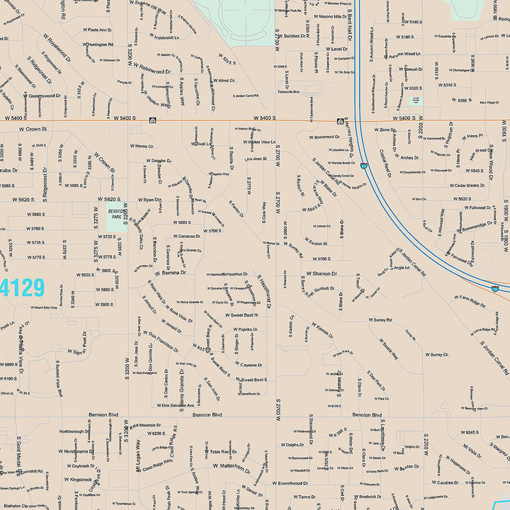 Premium Style Wall Map of Taylorsville, UT