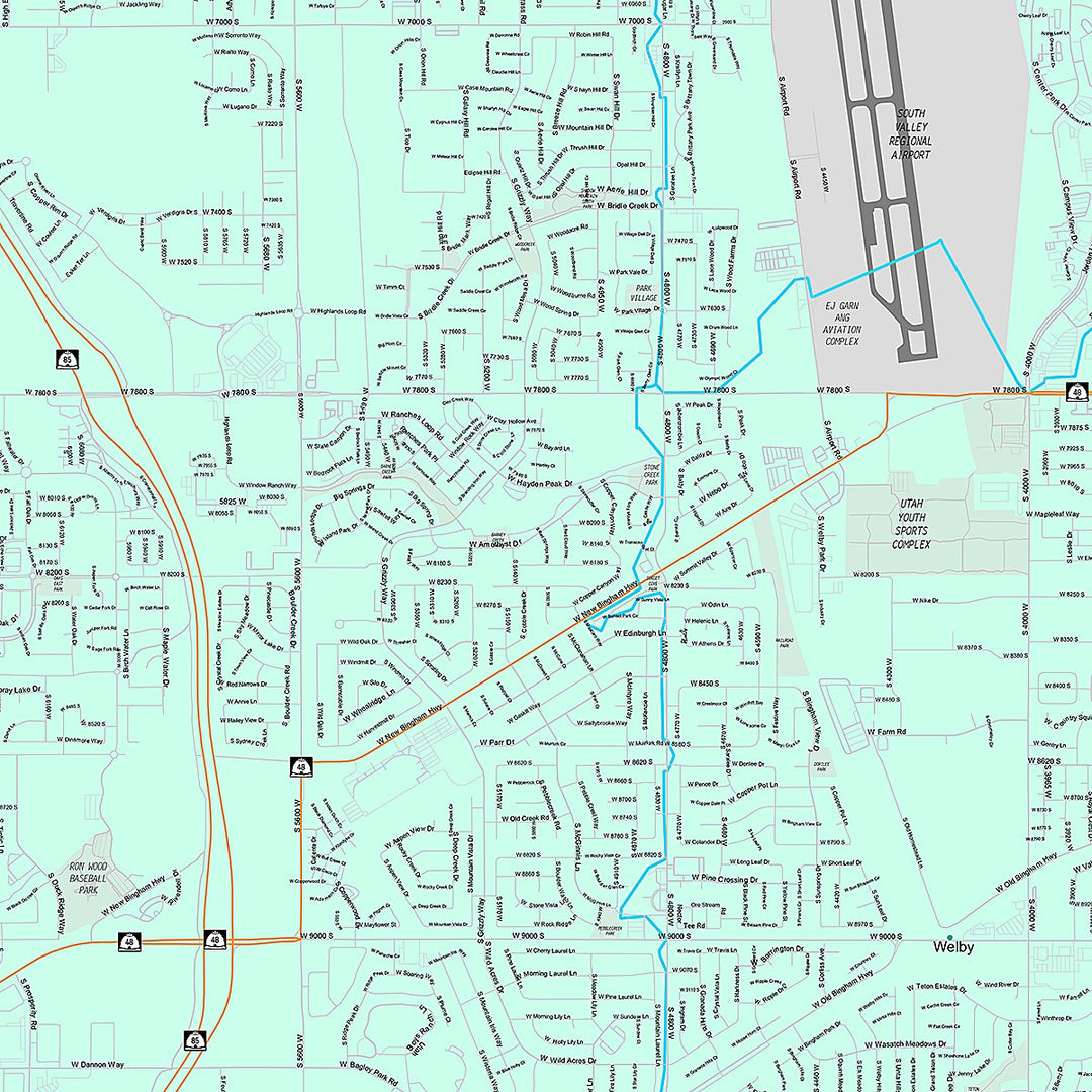 Premium Style Wall Map of West Jordan, UT