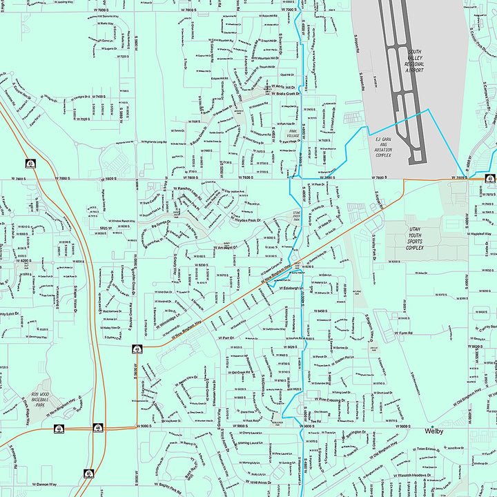 Premium Style Wall Map of West Jordan, UT