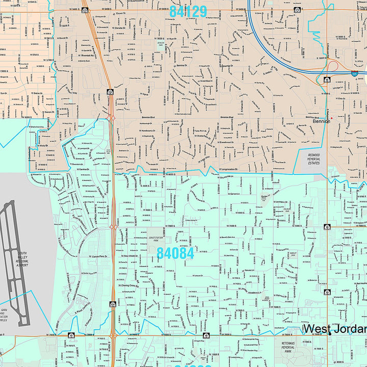 Premium Style Wall Map of West Jordan, UT