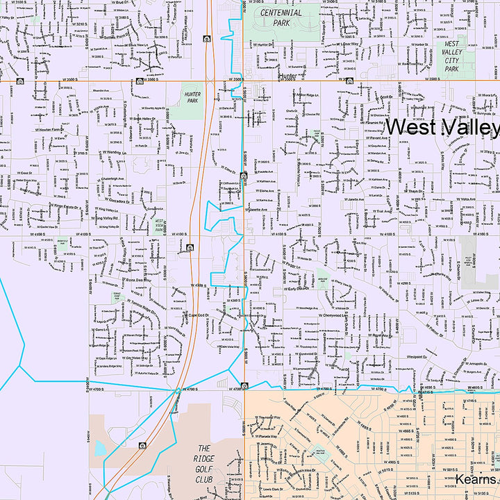 Premium Style Wall Map of West Valley City, UT