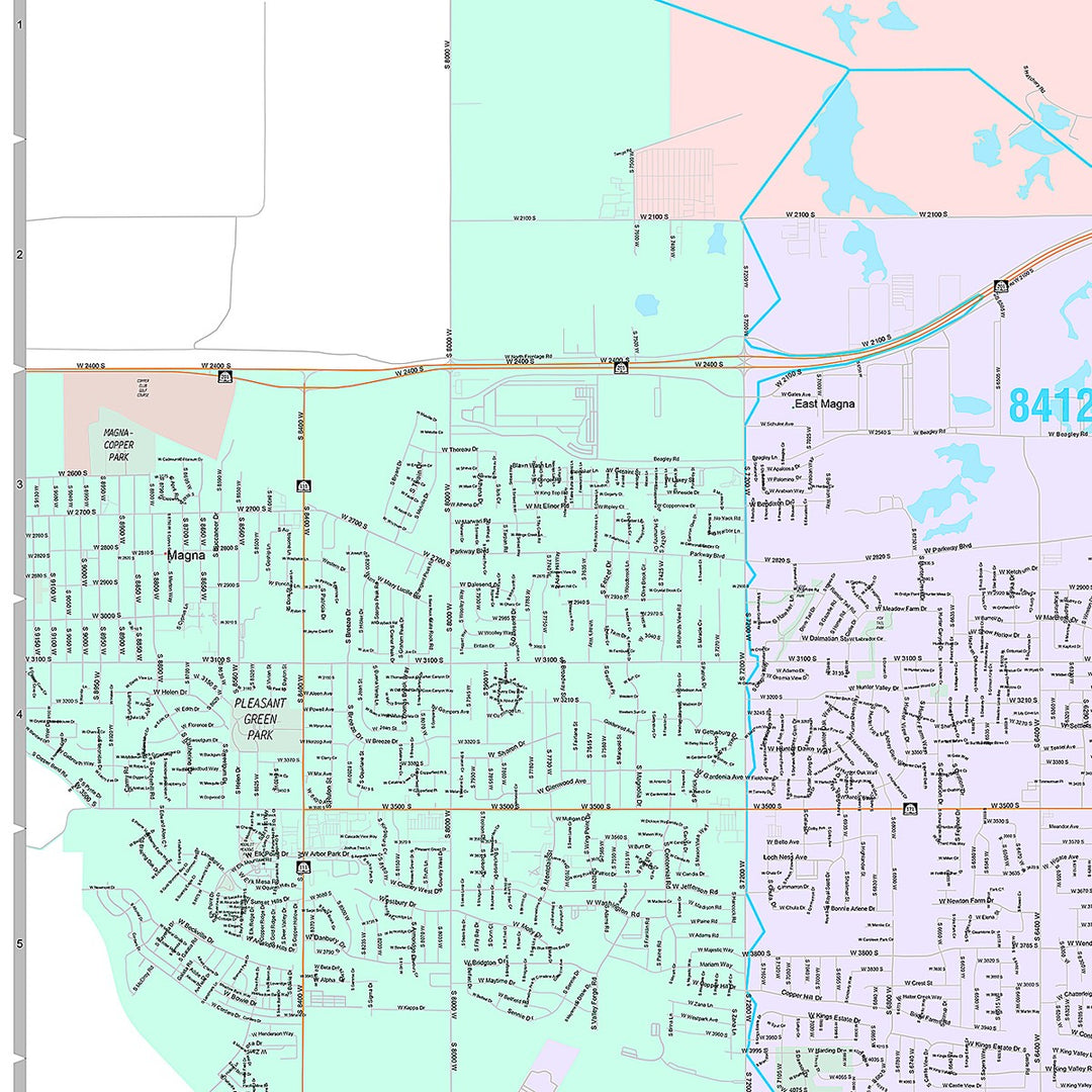 Premium Style Wall Map of West Valley City, UT