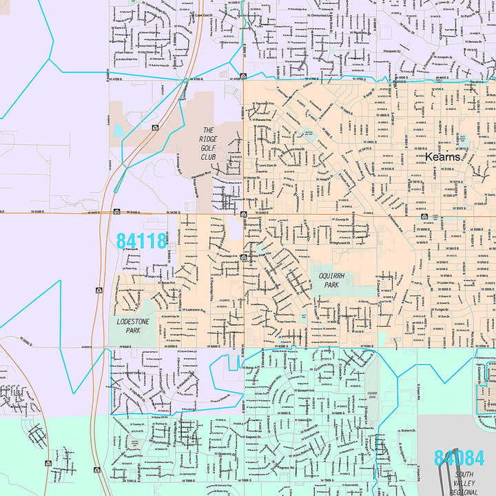 Premium Style Wall Map of West Valley City, UT