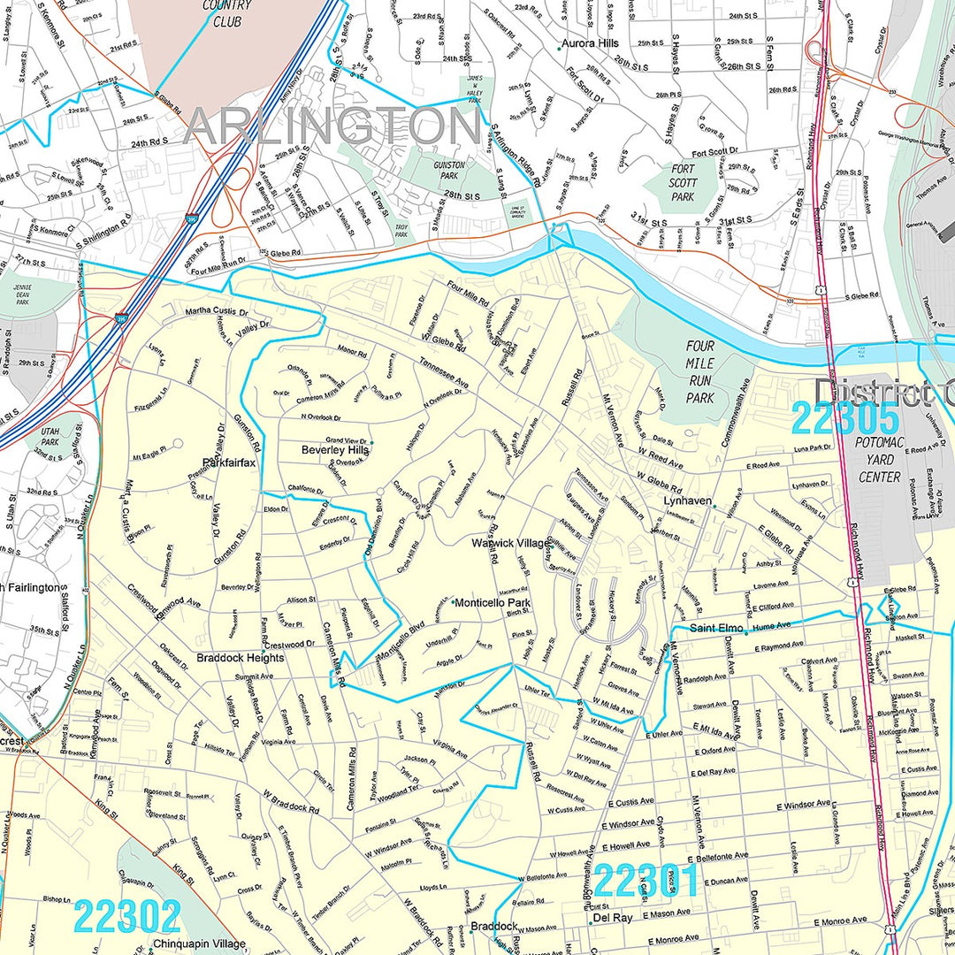 Premium Style Wall Map of Alexandria, VA