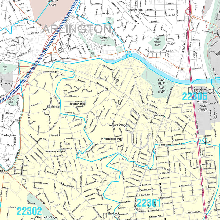 Premium Style Wall Map of Alexandria, VA