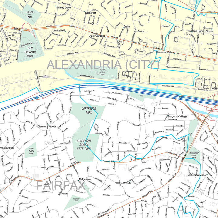 Premium Style Wall Map of Alexandria, VA