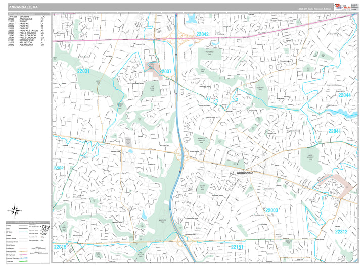 Premium Style Wall Map of Annandale, VA