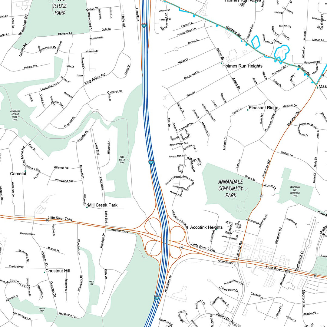 Premium Style Wall Map of Annandale, VA