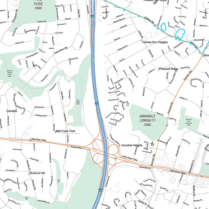 Premium Style Wall Map of Annandale, VA