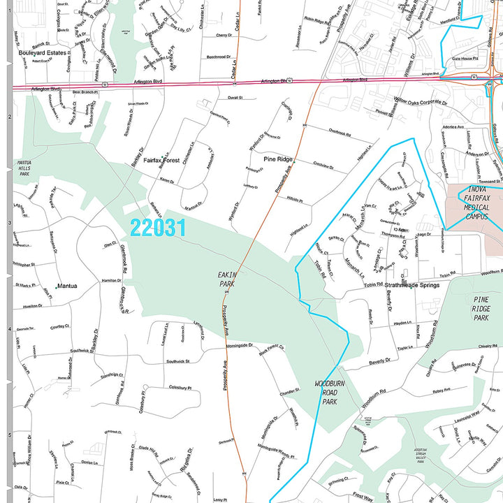 Premium Style Wall Map of Annandale, VA