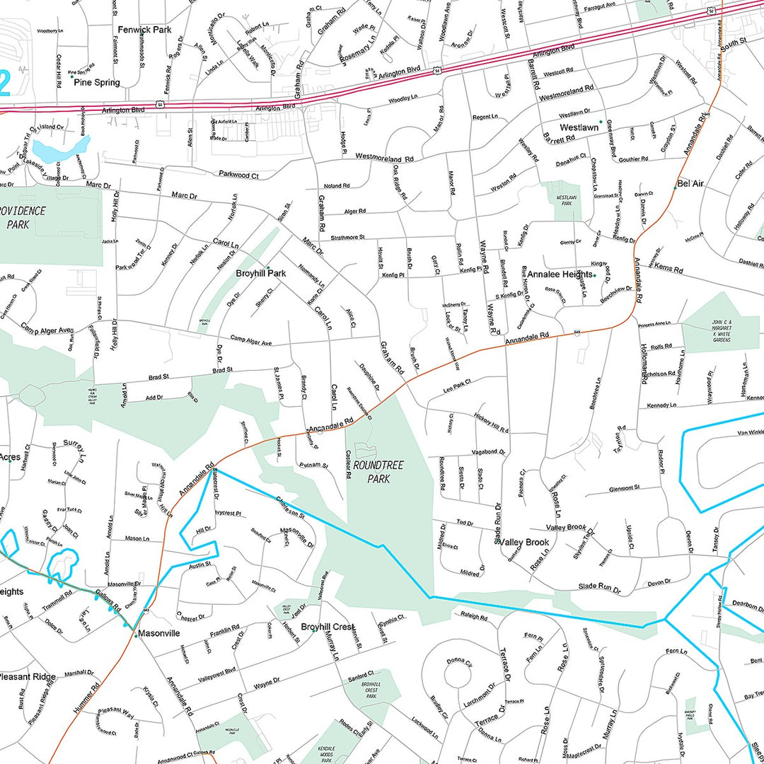 Premium Style Wall Map of Annandale, VA