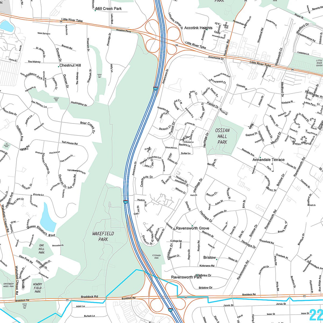 Premium Style Wall Map of Annandale, VA